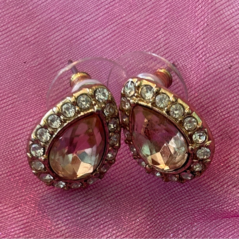 Elegant Gold and Pink Teardrop Earrings